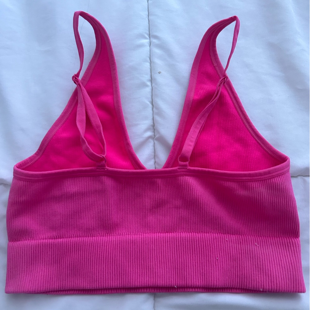 Pink Ribbed Crop Top - Picture 2 of 2